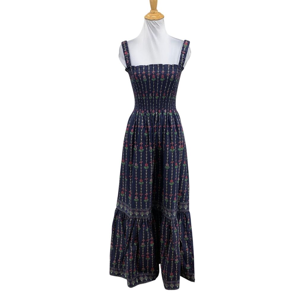 Hill House Home Dress Women XS Multi The Margot Floral Motif Smocked Bodice Maxi